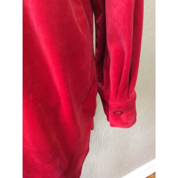 Woman Within Women's Velvet Velour Button Up Shirt Top Red Long Sleeves 14-16/M - Picture 13 of 13